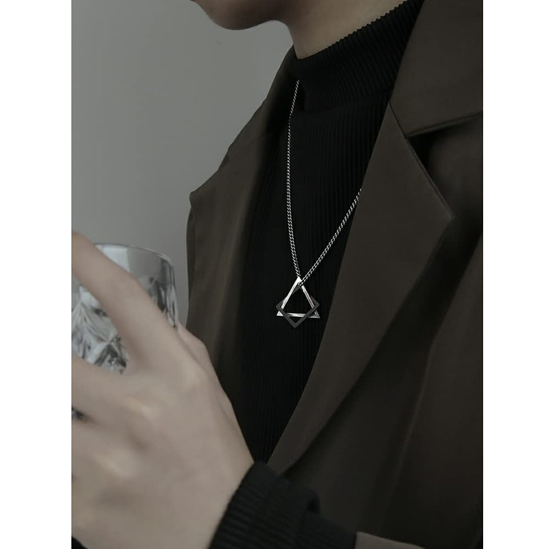 Komorebi Pierce, Men's Necklace, Popular Accessory, Stainless Steel Pendant, Silver
