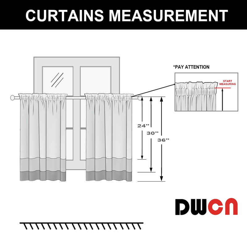 DWCN Grey Curtains for Small Window, Bedroom, Living Room, Kitchen,
