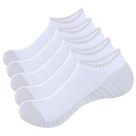 YUEVO SPORTS Men's White Bamboo Trainer Ankle Socks for Men 6-10, Summer Breathable Low Cut Thin Casual Everyday Short Socks, Multipack, 5 Pairs