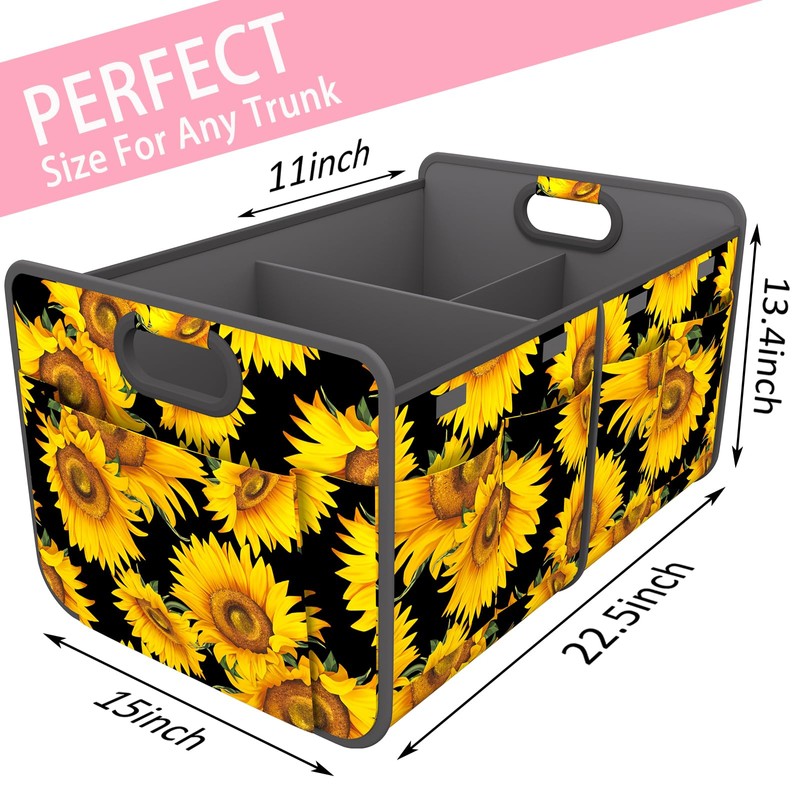 Homeve Trunk Organizer, Car Storage, Reinforced Handles, Collapsible Multi-Compartment Car