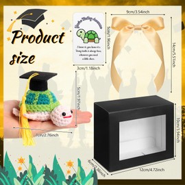 Geelin Graduation Positive Crochet Animals Gifts Set Grad Emotional Crochet Dolls with Positive Messages Graduation Stuffed Animal of 2025 Grad Gifts for High School College(Turtle)