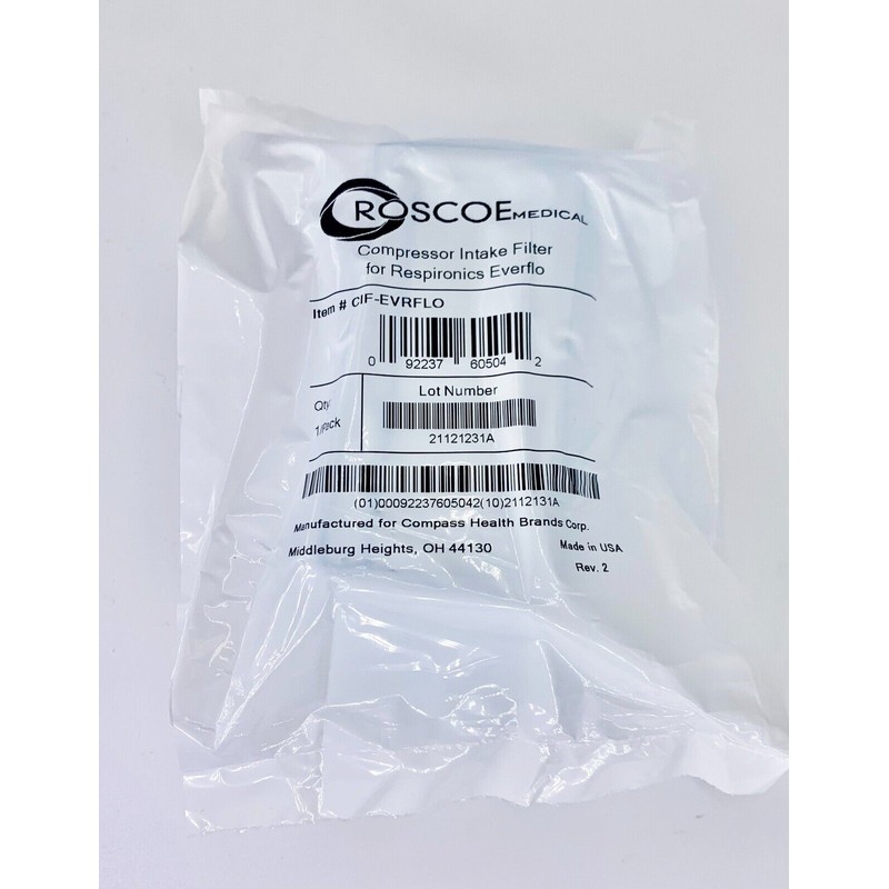 Respironics Everflo Universal Roscoe Compressor Filter CIF-EVRFLO