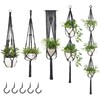Mkono Macrame Plant Hangers, 5 Pack Different Tiers Indoor Hanging