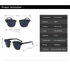EJDHA Retro Half Frame Sunglasses Black Gold UV Protection Mirrored
