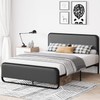 GarveeHome Queen Size Metal Bed Frame with Curved Upholstered Headboard