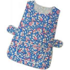 HDUK Ladies Floral Home/Work Tabard (Tabbard) Apron with Single Large Front Pocket, White Piping and Side Fastening Button Tabs (UK 8/10 (WMS), Royal Blue Floral)