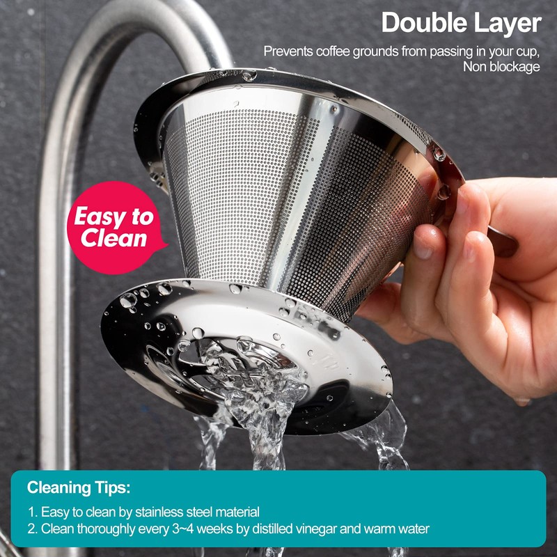 Laiyeoy Pour Over Coffee Dripper, Slow Drip Paperless Coffee Filter,