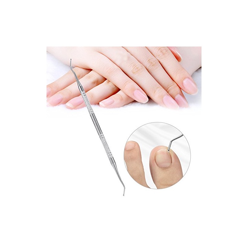 Herramienta de pedicura de terminación doble profesional, levanta uñas encarnadas,