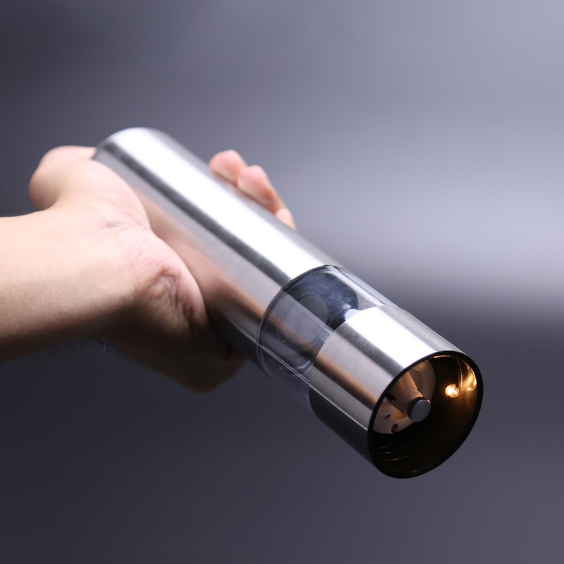 Stainless Steel Electric Kitchen Pepper Grinder Cordless Battery Powered Adjustable