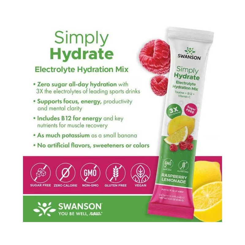 Swanson sw Simply Hydrate rspbrry lmnade 30 pkt