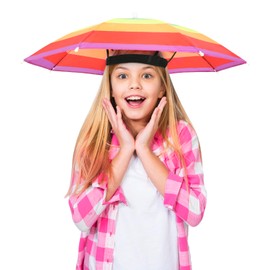 Umbrella Hat, 2 Pack Colorful Party Hats Hands Free Umbrella, Adjustable Fits All Age Kids Adults for Beach Fishing Gardening (Multi-color)