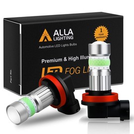 Alla Lighting H8 H16 H11 LED Fog Lights Bulbs, 8000K Ice Blue 2800 Lumens Xtreme Super Bright COB-72 SMD 12V DRL Replacement