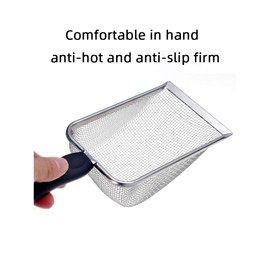 HLMOptimo Cat Litter Scoop Stainless Steel Mesh Scooper Long Handle Deep Shovel Non-Stick Coated Metal Litter Scoop for Litter Box Kitten Pooper Lifter (Cyan, 2 mm mesh)