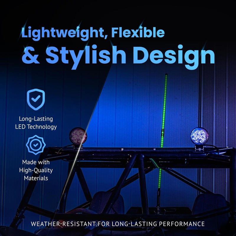 Alpena - BriteWhip Automotive LED Whip Lights, Premium Pole UTV