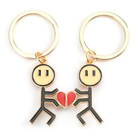 MUCOOS 2 Pcs Doodle Keychain,Cute Matching Keychains for Couples,Perfect Couple Gift Keychains for Christmas,Birthday,Anniversaries and Valentine's Day, Unique Keychains for Long Distance Friendship