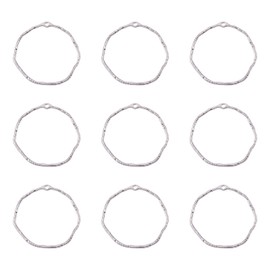 FASHEWELRY 100 colgantes de aleación con forma de bisel abierto en la parte trasera de platino, diseño de flores prensadas, para aretes, collares, joyería, 42 ~ 42.5 x 43 ~ 44 x 1.5 mm