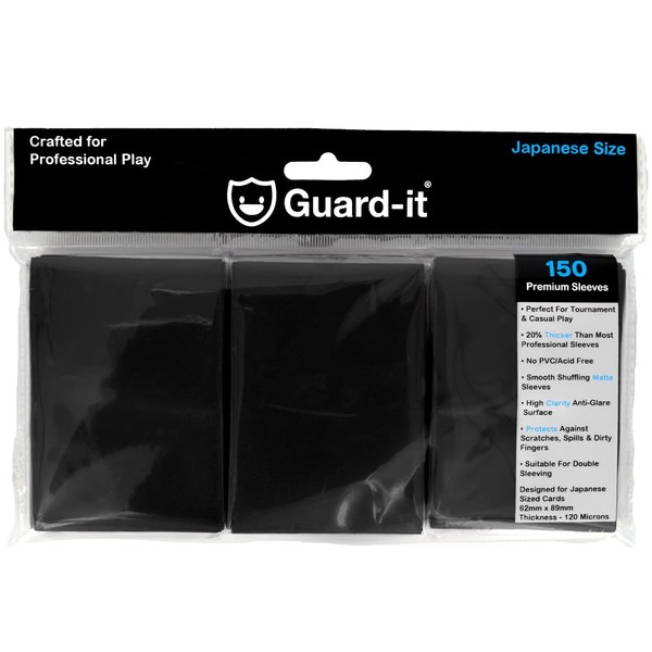 Guard-it - 150 Matte Black Small Japanese Size Trading Card Sleeves - Premium Deck Protectors for Yu-Gi-Oh, Cardfight!! Vanguard & Photocards