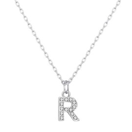 Philip Jones Pave Initial Necklace Letter R Created with Zircondia® Crystals