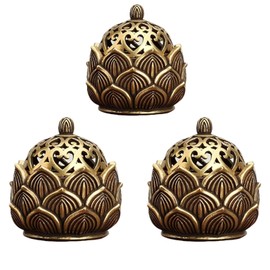 3 Pcs Lotus Incense Cone Holder, Bakhoor Burner for Incense Cones and Sticks, Decorative Incense Holder for Home, Meditation, Yoga Studio and Cafe, Set of 3 (1 Small & 2 Large)