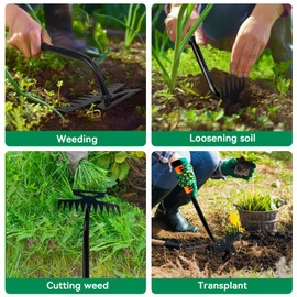 ELECROW Weed Puller Tools, 2 Pcs Hand Weeder, Weed Remover Tool for Yard Farm, Garden Manual Weed Pulling Tool, 6 Teeth + 11Teeth Weeder Tool Remove Weeds