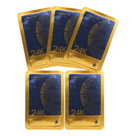 Paq. 5 Mascarillas Faciales Con Oro 24k Y Acido Hialurónico