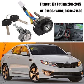 AceRide Ignition Switch Door Lock Cylinder with 2 Keys Compatible with Kia Optima 2011 2012 2013 2014 2015 Replaces# 81900-1WK00, 81970-2TA00