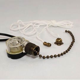 Zing Ear ZE-109 Pull Chain Switch Light Lamp Ceiling Fan Canopy (Antique Brass)