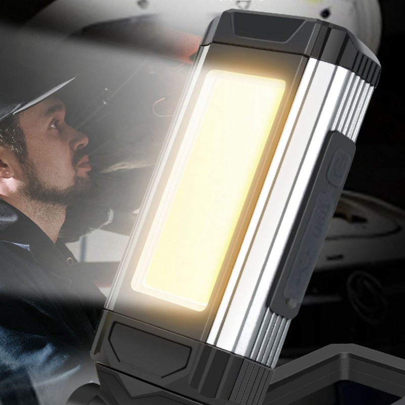 COB Work Light Magnetic USB Rechargeable LED Flashlight Camping Light