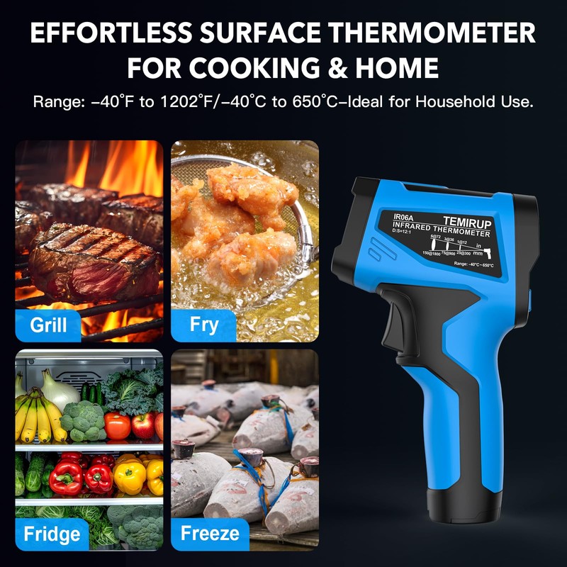 Infrared Thermometer Temperature Gun - TEMIRUP Non-Contact Digital Laser Thermometer