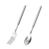 2 pieces, stainless steel telescopic fork, telescopic spoon, long telescopic