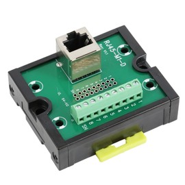 Jienk RJ45 8P8C DIN Rail Mount Ethernet Connector Distribution Breakout Board, 1Way RJ45 Vertical Jack Terminal Block Connector Suited for RS485