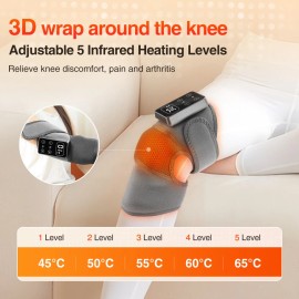 Hailicare Electric Knee Pad Massager 3 Vibration 5 Levels Cordless Thermal Hot Compress