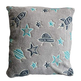 Olivia Rocco Glow In The Dark Teddy Fleece Duvet Cover Sets Soft Warm Kids Bedding Childrens Quilt Covers Set, Outer Space Cushion