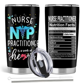 Absacie Nurse Practitioner Gifts For Women, Nurses Week Gifts for NP, 20oz Stainless Steel Tumbler with Lid Straw