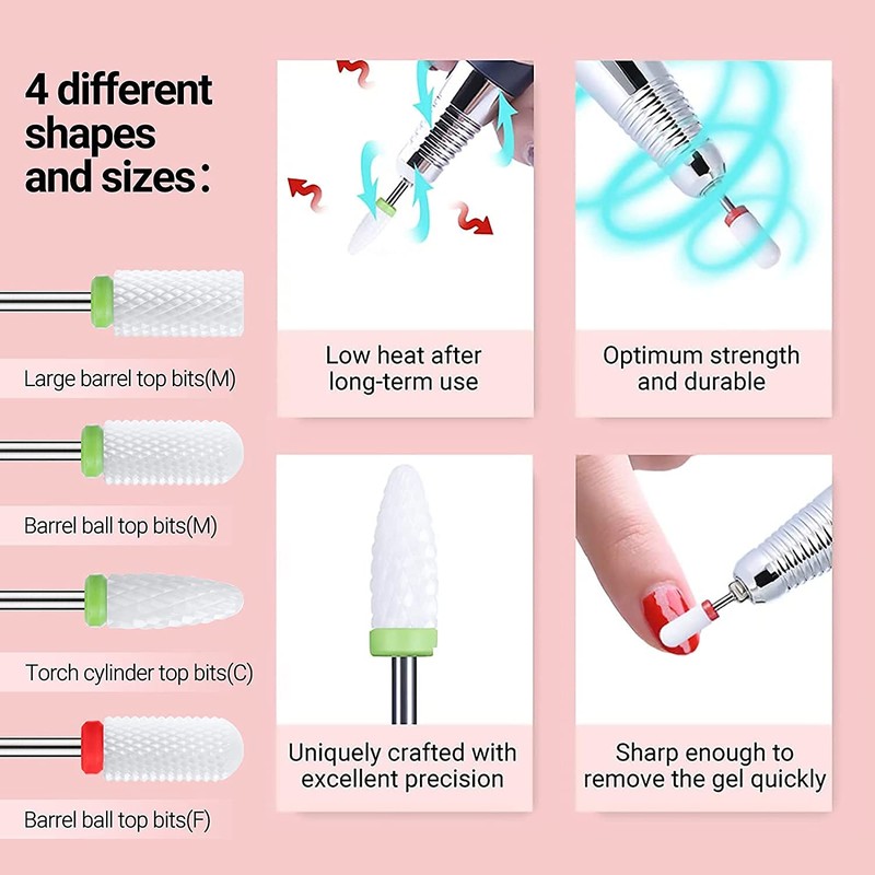 MelodySusie 4 x Ceramic Nail Cutter Bits Set Nail Cutter