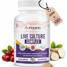 Homacia Women's Daily Food Supplement | 20 Billion CFU | with Chicory Inulin (FOS) | 30 Vegan Capsules | UK Made | Daily Food Supplement for Women
