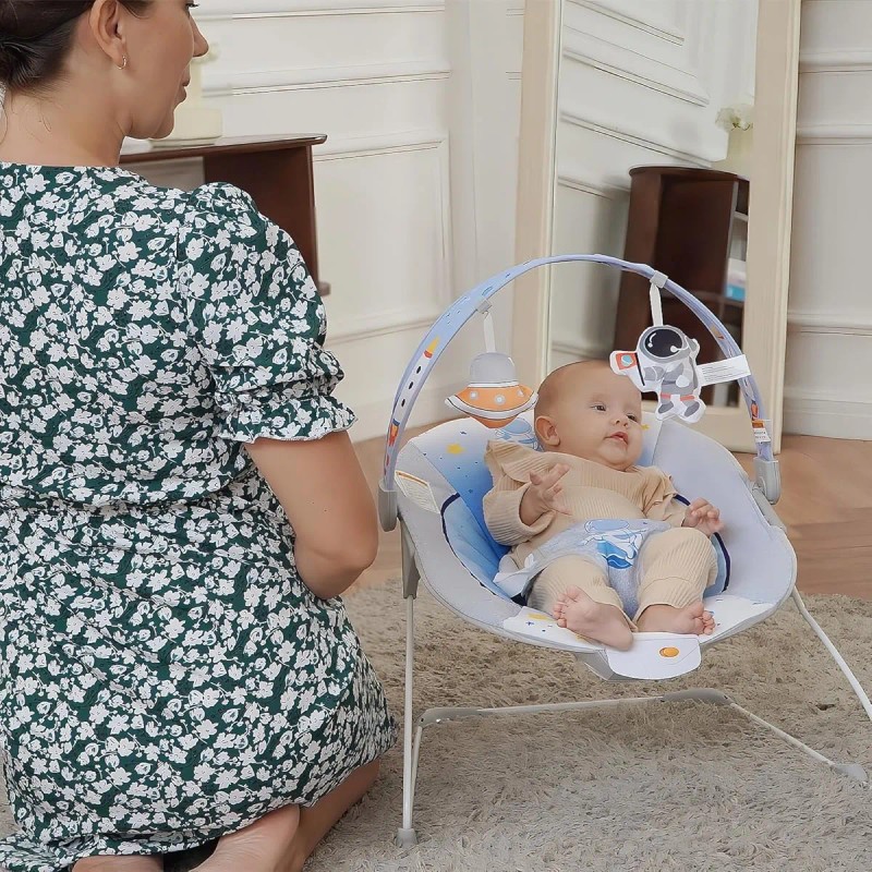 Silla Mecedora Para Bebe Con Vibracion Y Melodias Color Azul