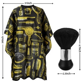 Borogo Professional Hair Cutting Cape with Neck Duster Brush, Salon Barber Cape, Hairdressing Accessories Yellow Stripe