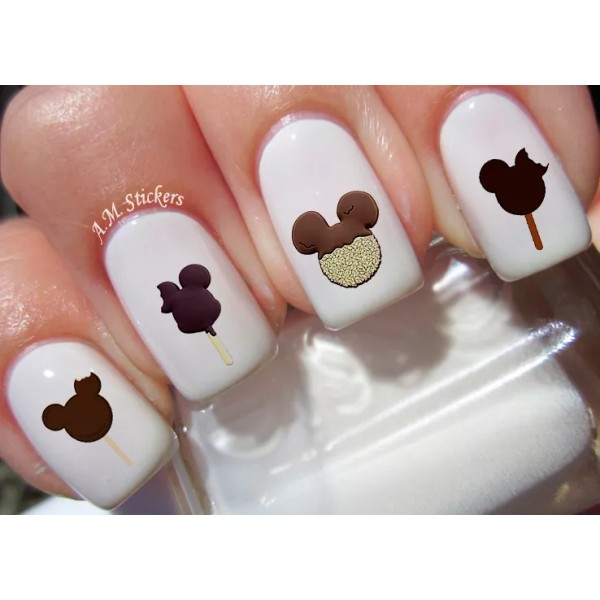Handmade Mickey Ice Cream Nail Art Stickers Transfers Decals Set