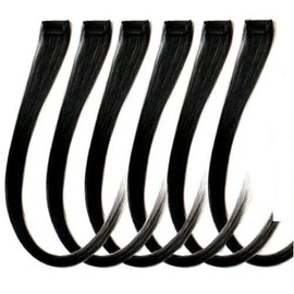 Forever Young 6 Piece 18" Clip in Human Hair Extension Highlight Set Jet Black #1