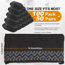 100pack Disposable Shoe Covers, JOENCOST Durable Non Slip Disposable Boot Shoe Covers, Black Reusable Booties Shoe Cover for Indoors One Size Fits Most(50pairs)