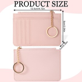Women's Small Mini Short Purse Women Leather with Zip Wallet, PU Leather Credit Card Holder Protection Purse Women's Card Holder with Coin Compartment, Pink