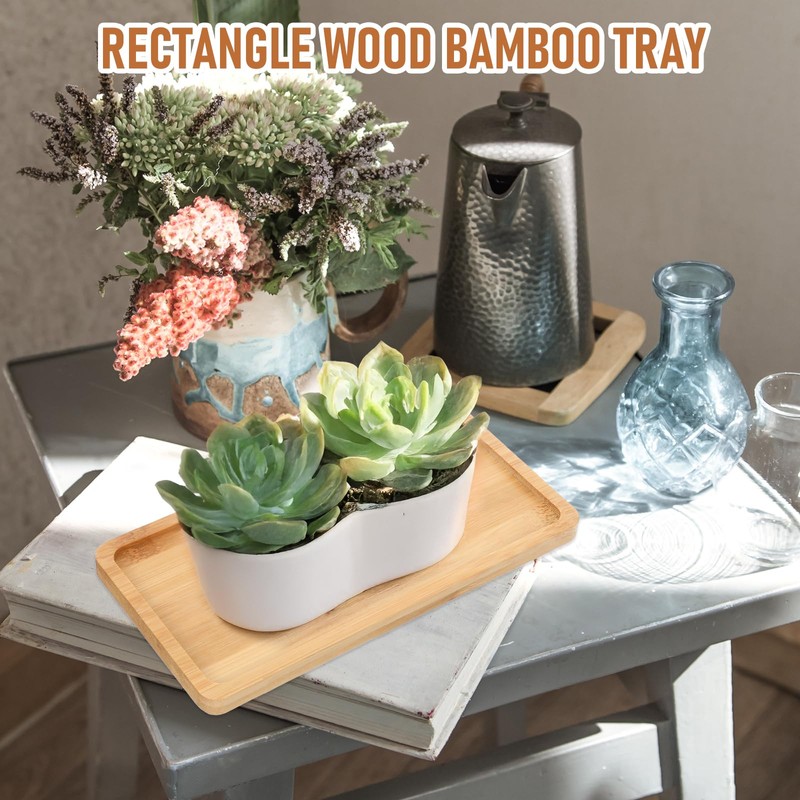 16 PCS Small Bamboo Tray, Bamboo Vanity Tray for Bathroom,