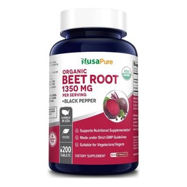 NusaPure NusaPure Beet Root 1,350 mg 200 Organic Tablets (Vegetarian, USDA, Non-GMO & Gluten-Free) Black Pepper