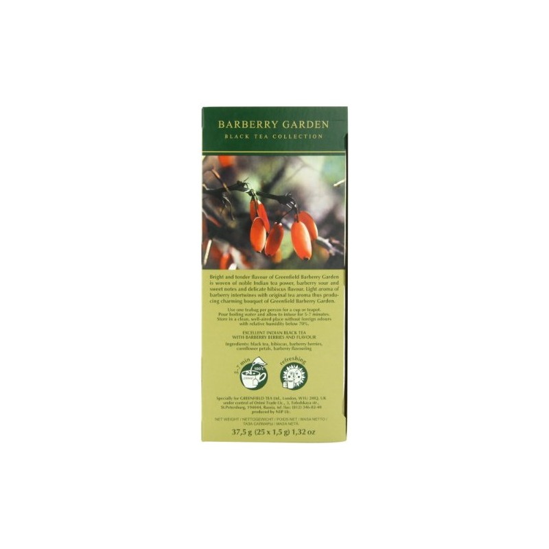 Greenfield Tea, Barberry Garden, 25 Count