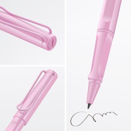 Lamy Safari Lightrose Rollerball Pen - Timeless Classic Pen with Ergonomic Grip & M Line Width - Robust ASA Plastic Housing - with M 63 Rollerball Refill in Black