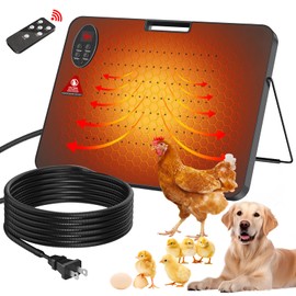 Chicken Coop Heater-200W Flat-Panel Radiant Chicken Heater for Winter with Thermal Protector,Remote Control Safe Energy Efficient Heating Plate with High Temperature Alert for Chicks Poultry Animals
