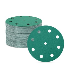 60-Pack 5 Inch 9 Hole 120 Grit Sanding Discs, Heavy-Duty Hook and Loop Film Backing Sanding Discs - Sandpaper for Festool & Random Orbital Sanders