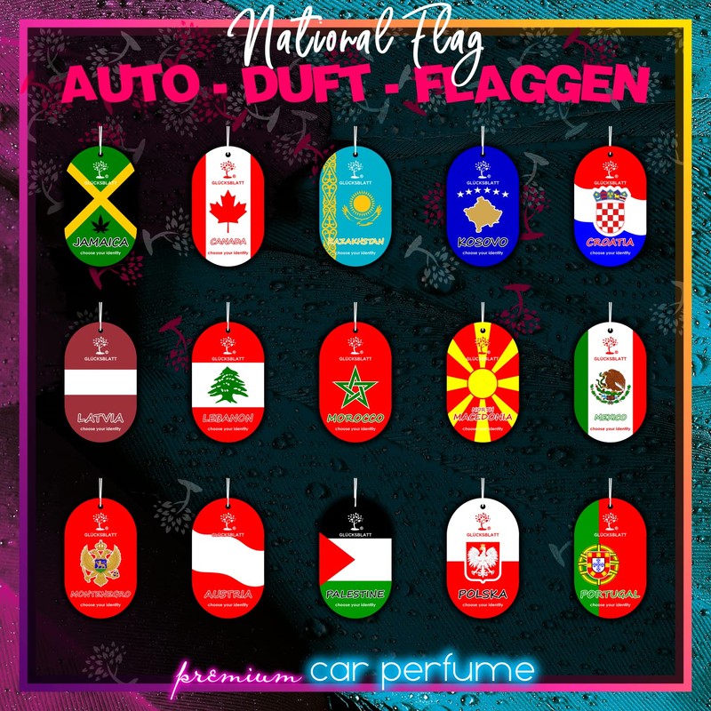 GLÜCKSBLATT premium Autoduft Autoparfüm Flagge TUNESIEN