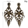 XSBODY Rhinestone Black Earrings For Women Tassel Crystal Statement Dangle